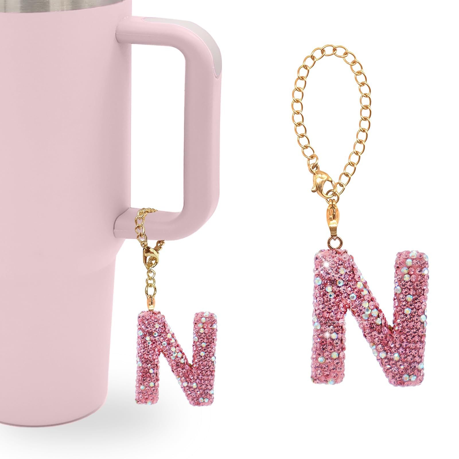 Wholesale Pink Diamond English Letter Water Cup Chain Pendant Cup Accessories
